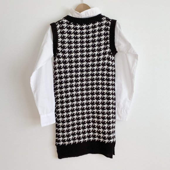 Heart&Heels NWOT Women's Long Sleeve Shirt with Sweater Dress, Black/White, Sz S - Picture 2 of 9